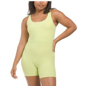 Wilo the Label Womens Ribbed Active Romper Lime Athleisure Workout Travel Lounge